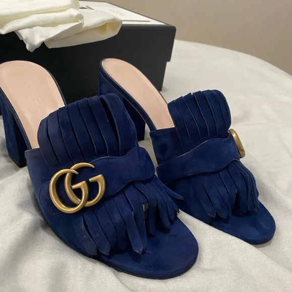 Gucci Marmont sandal- Navy Suede - Picture 2 of 8
